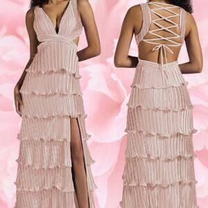 AW BRIDAL 8 M rose quartz Siena formal bridesmaid prom party maxi dress NEW B151